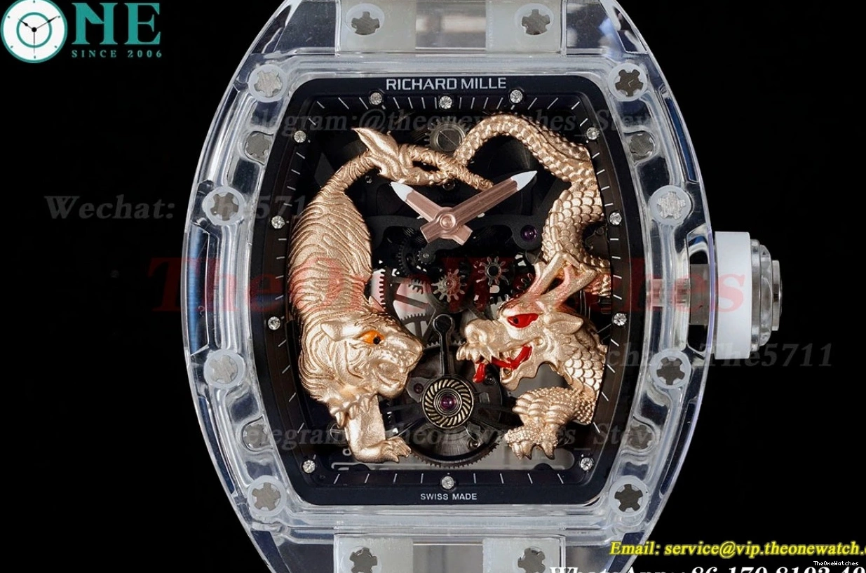 on Dragon Rubber Strap Tourb RM51 RMF Tiger Dial White 0116